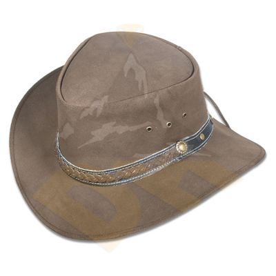 D-Brown Pullup Leather Hat